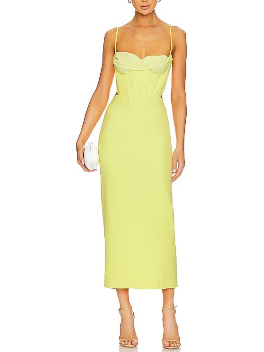 NWT Bardot Martini Cutout Corset Midi Dress Limoncello XXL (US 12)
